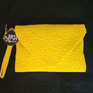 Jolie & Joy Yellow Textured Clutch With Straps Included NWT $18